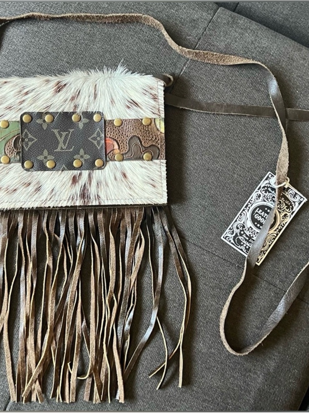 Keep It Gypsy Upcycled LV
Bifold Wallet Crossbody with Bottom Fringe. NWT. Auth.